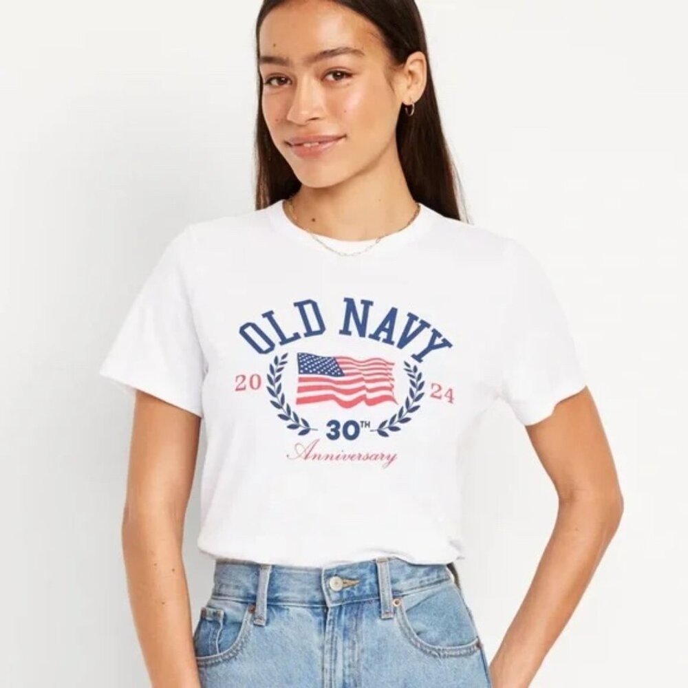 Old Navy White 30th Anniversary Tee